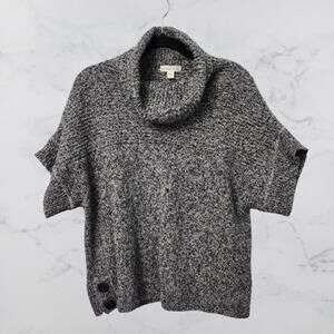 Coldwater Creek Short Sleeve Boxy Gray Sweater Turtle Neck SM/MED